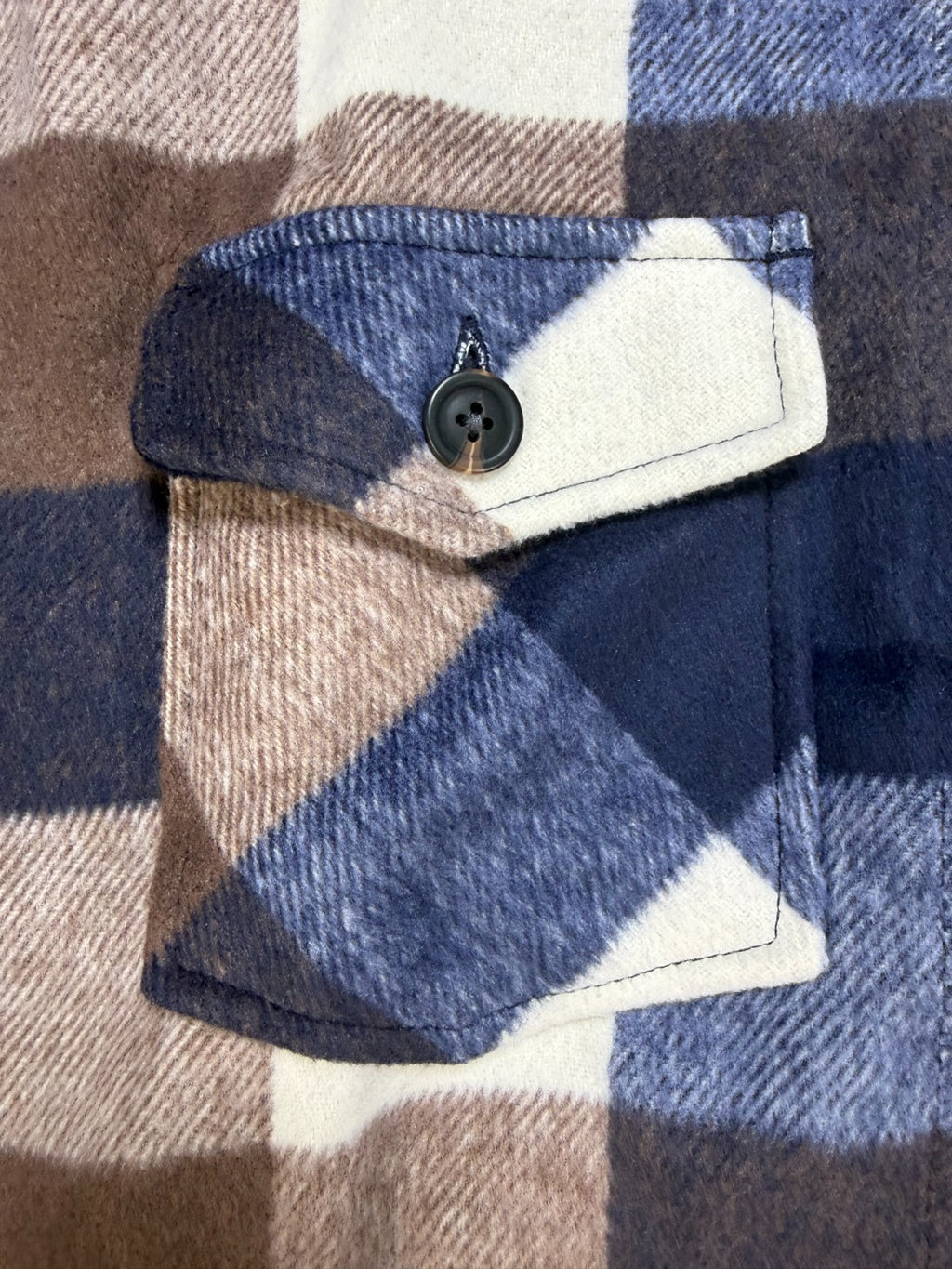 NWT Member's Mark Relaxed Fit Shacket Womens Medium Brown Blue Plaid Long Sleeve