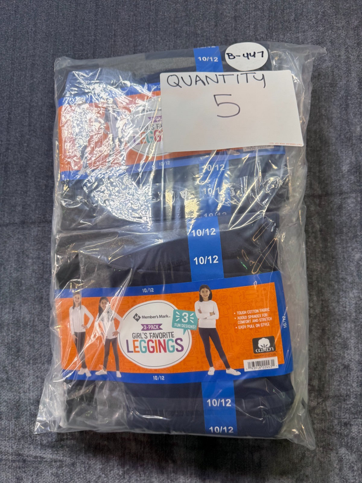 NWT Member's Mark My Favorite Leggings Girls 10/12 Multicolor Preppy - 3-Pack