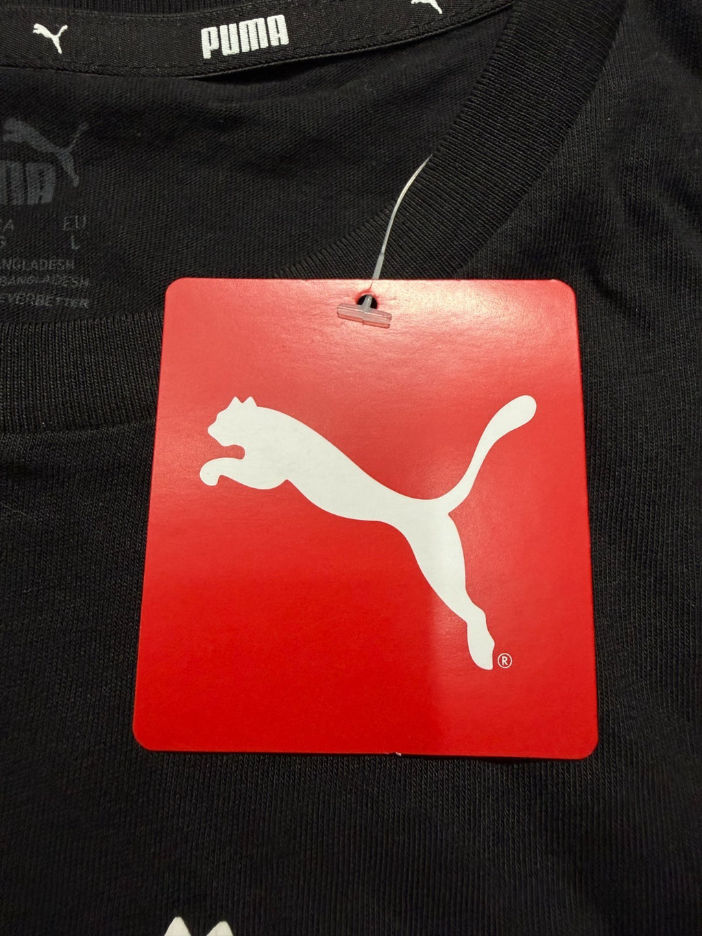 NWT Puma Essential Graphic Logo Tee Shirt Men's Large Black Short Sleeve Summer