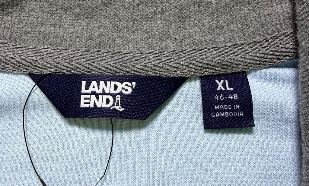 NWT Lands' End Quarter Zip Pullover Sweater Men XL Blue Long Sleeve Mock Neck