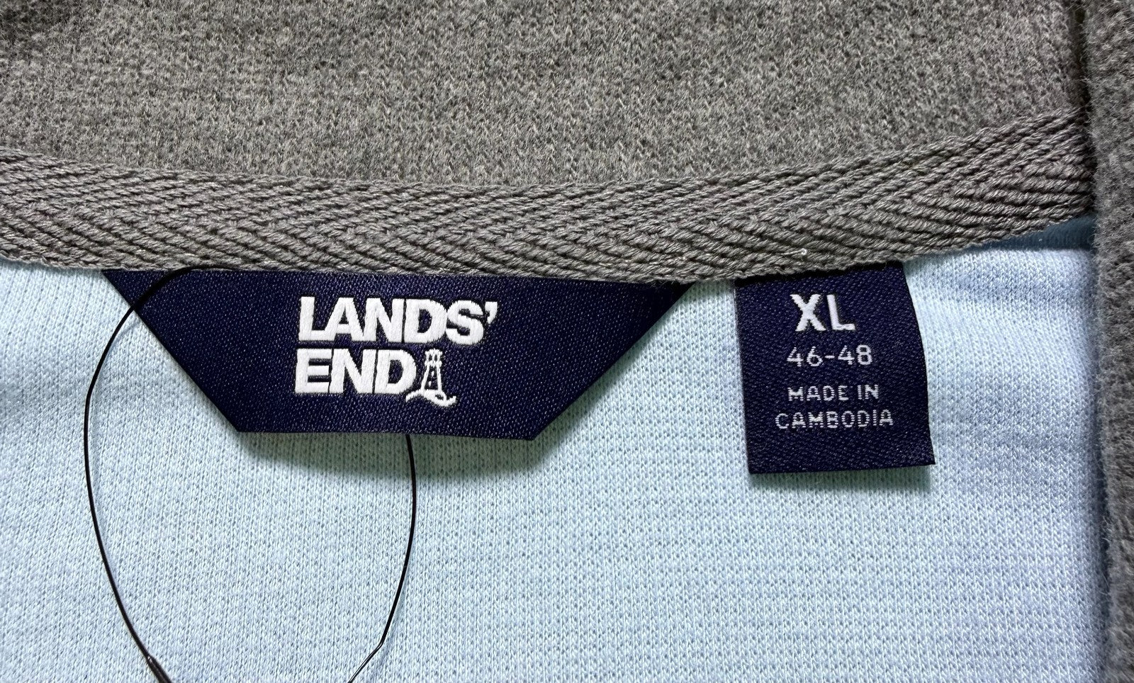 NWT Lands' End Quarter Zip Pullover Sweater Men XL Blue Long Sleeve Mock Neck