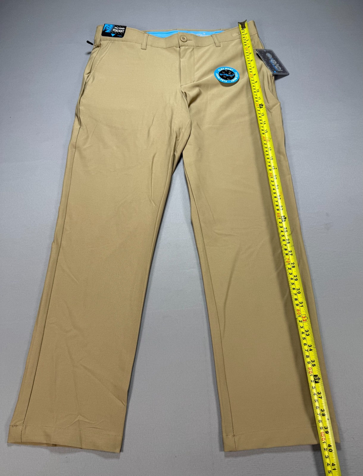 NWT Birdie Bound Golf Pants Men's 34X30 Beige Flat Front Lightweight Performance