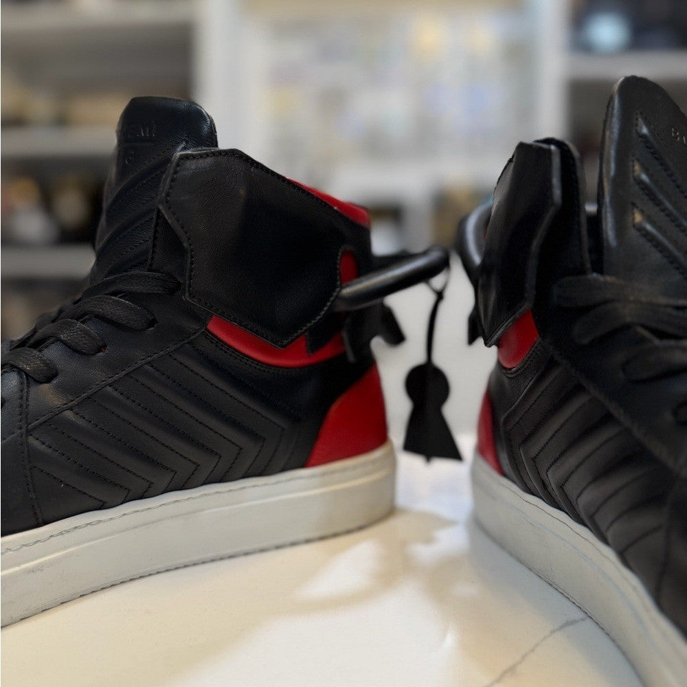 Buscemi Black and Red High-Top Sneakers