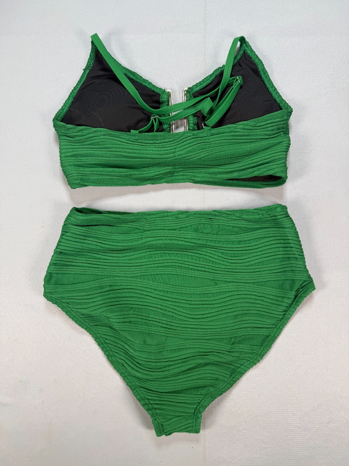Eytino High Waisted Textured Cutout Swimsuit Women Small Green Bikini Set Summer