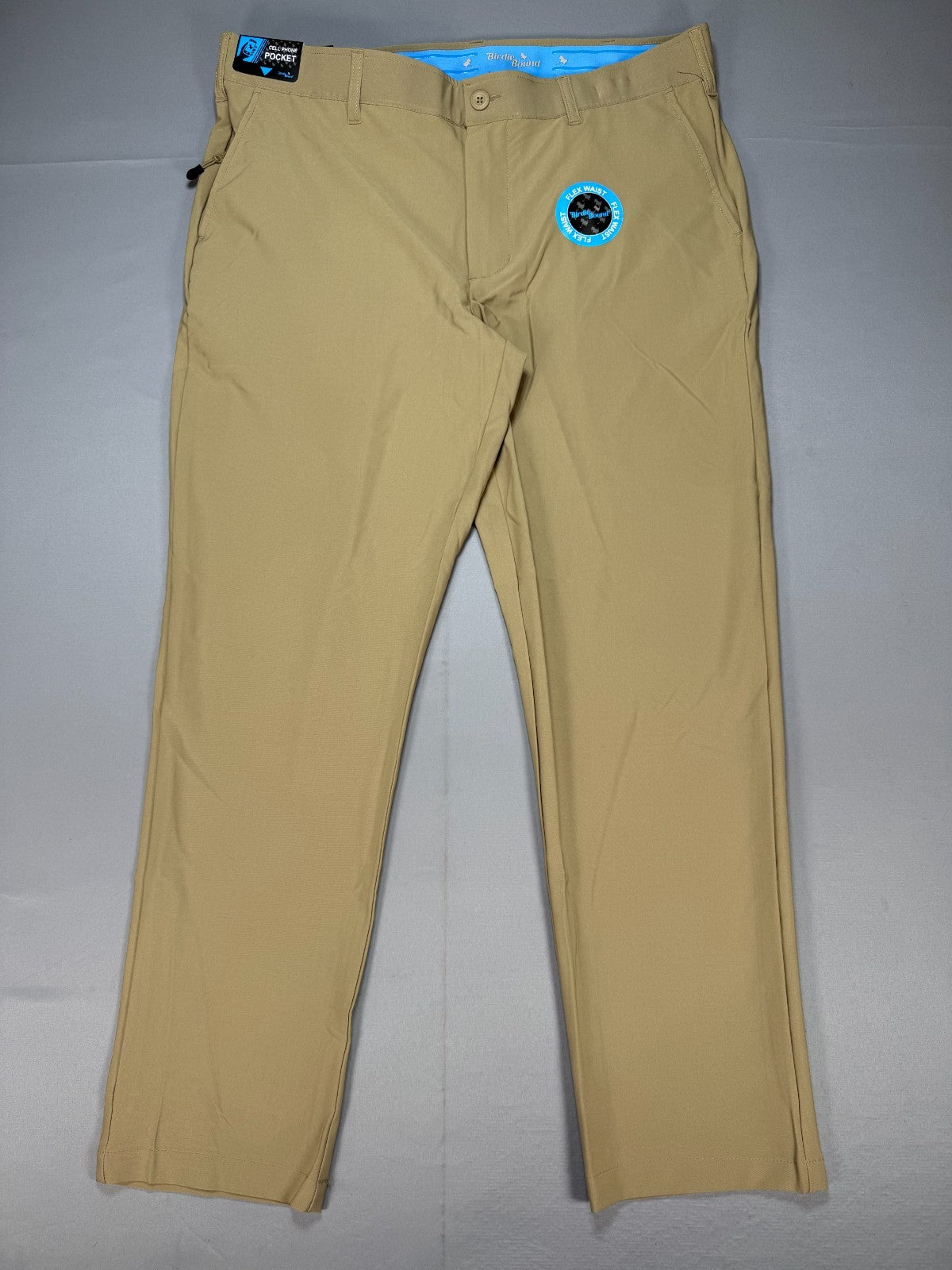Birdie Bound Regular Fit Golf Pants Men's 38x30 Beige Performance Straight Leg