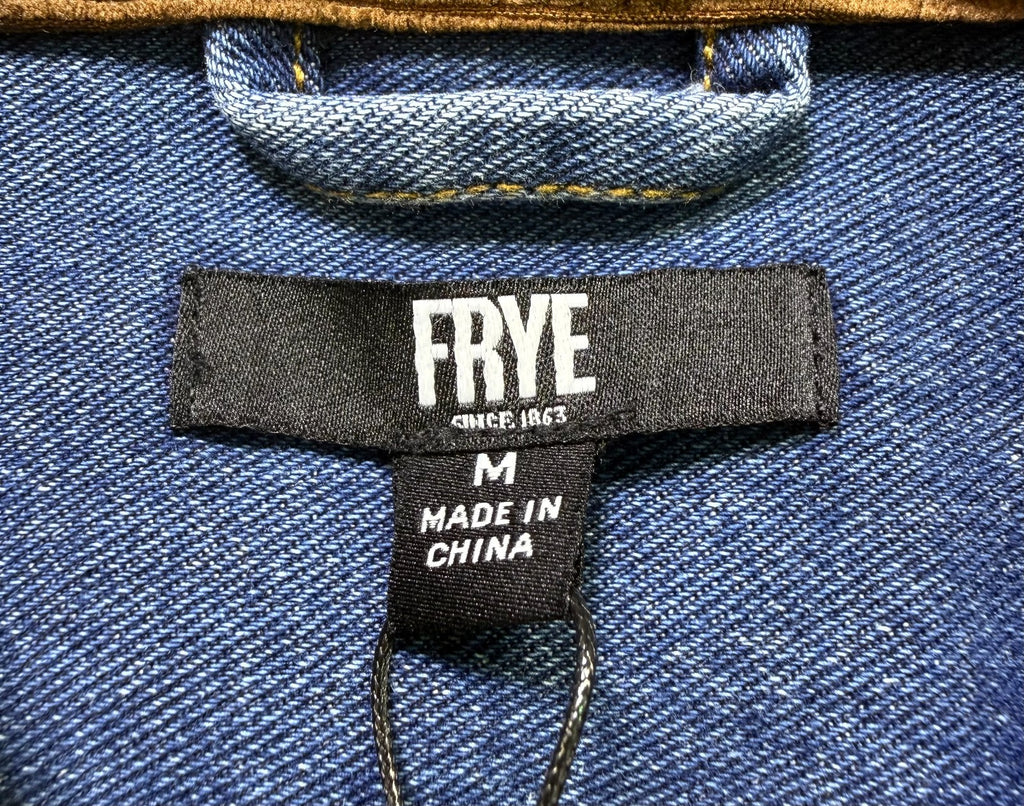 NWT Frye Denim Barn Shacket Men's Medium Blue Long Sleeve Button Flap Pockets