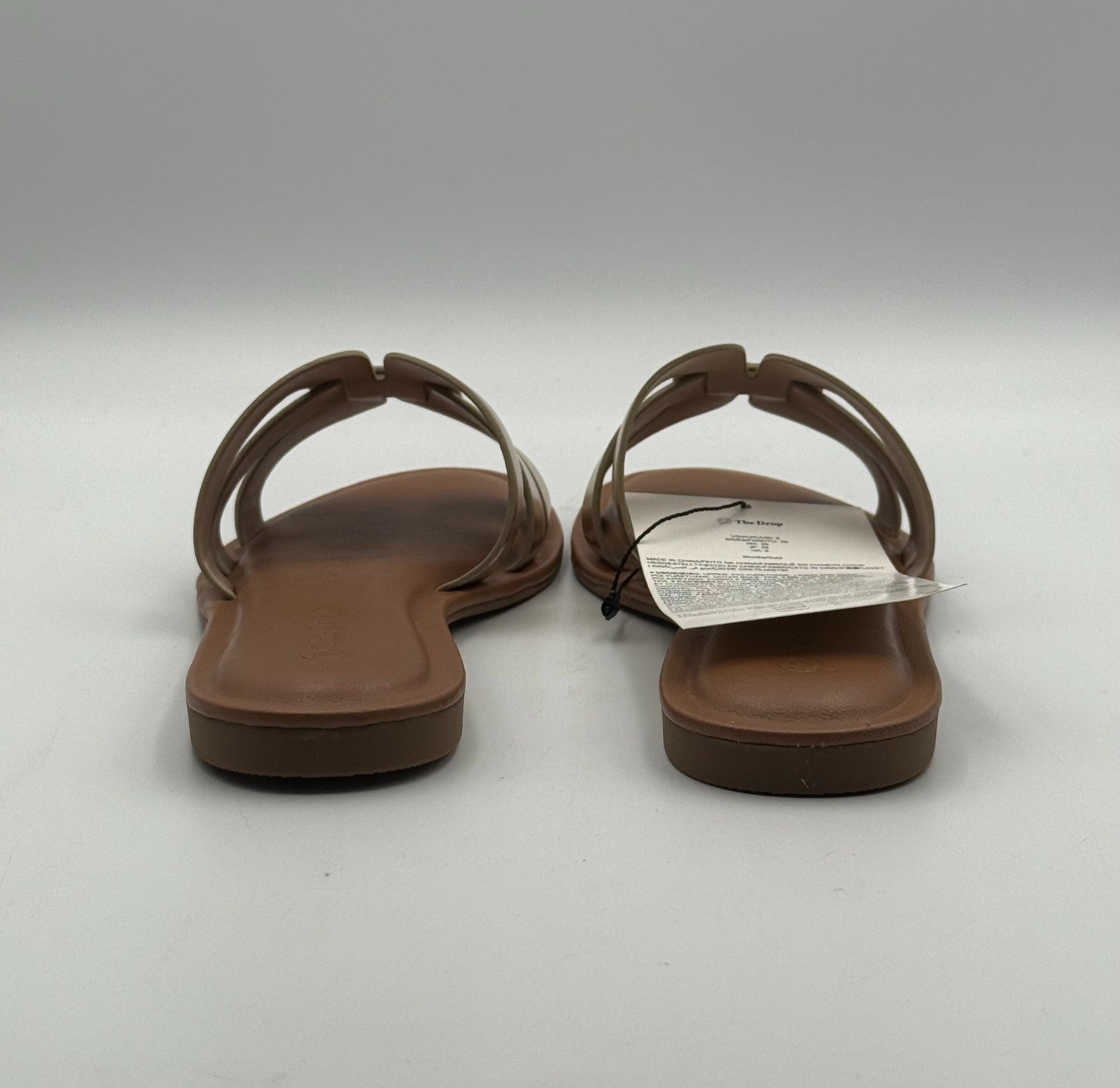 NEW The Drop Monika Sandals Women's 8 Gold Leather Slip-On Flat H-Band Open Toe