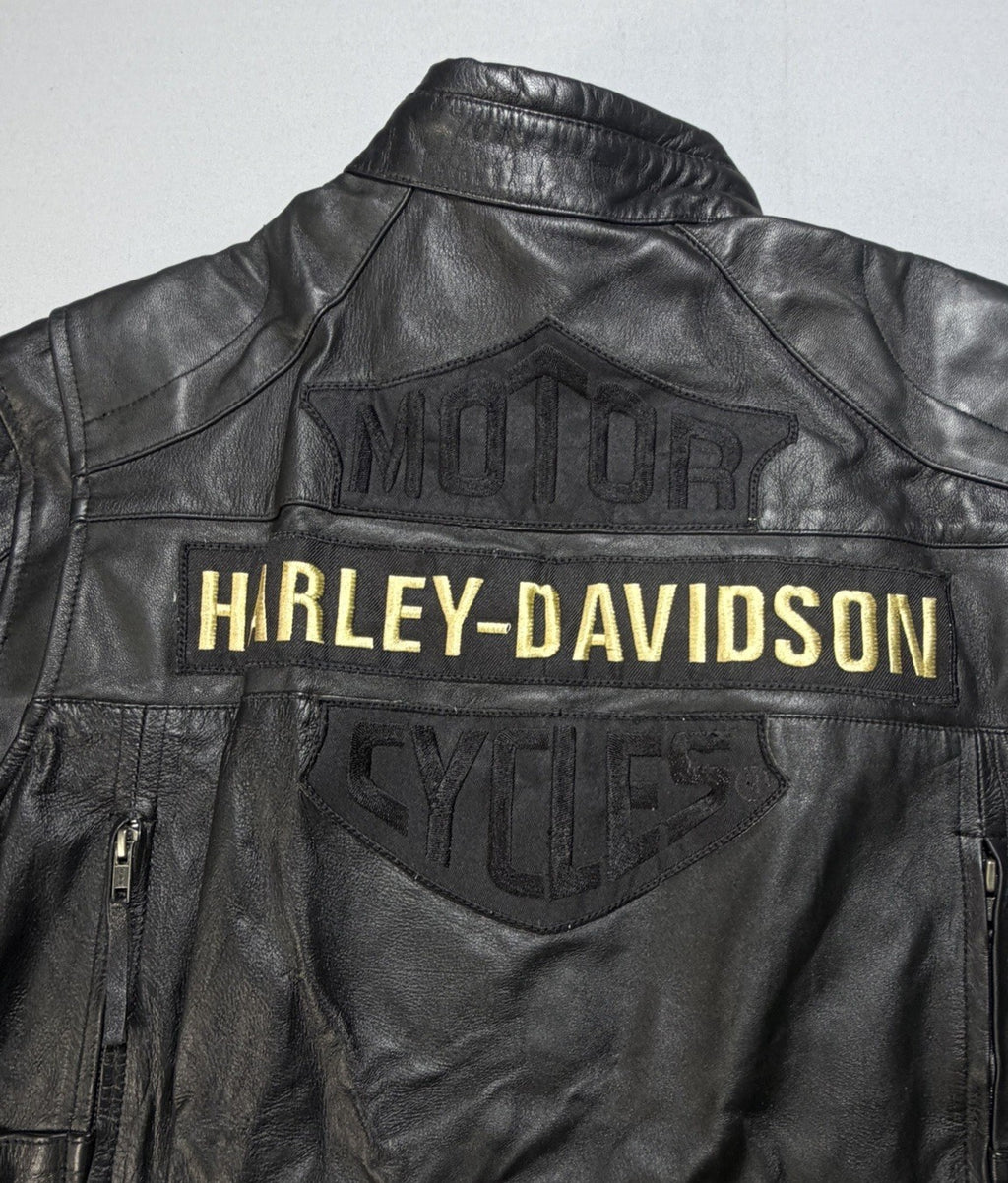 Real Leather Harley Davidson Men's XL Embroidered Motorcycle Biker Jacket