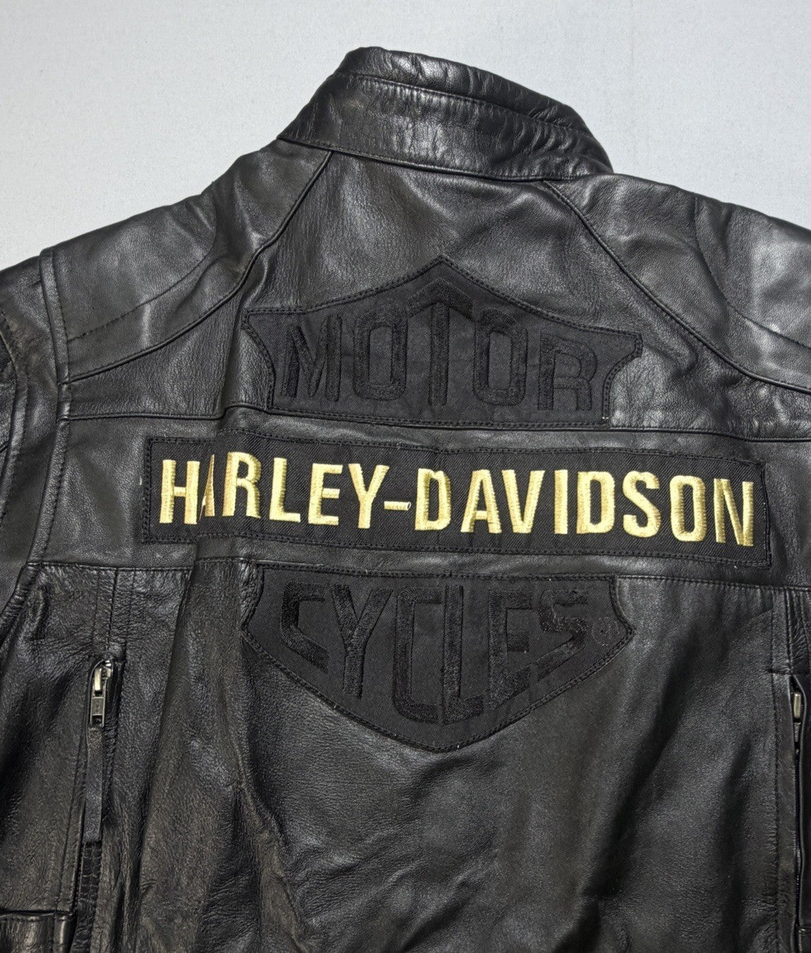 Real Leather Harley Davidson Men's XL Embroidered Motorcycle Biker Jacket