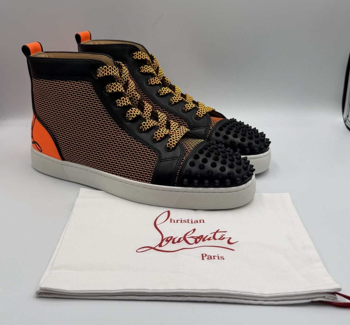 Authentic Christian Louboutin Spikes Leather High Top Sneakers- SIze 42 EU; 9 US
