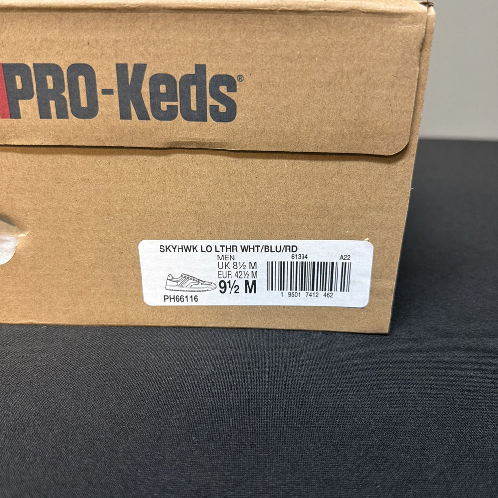 Pro-Keds Skyhawk Men's Size 9.5 (M) White/Blue/Red Low Top Leather Sneakers NWT