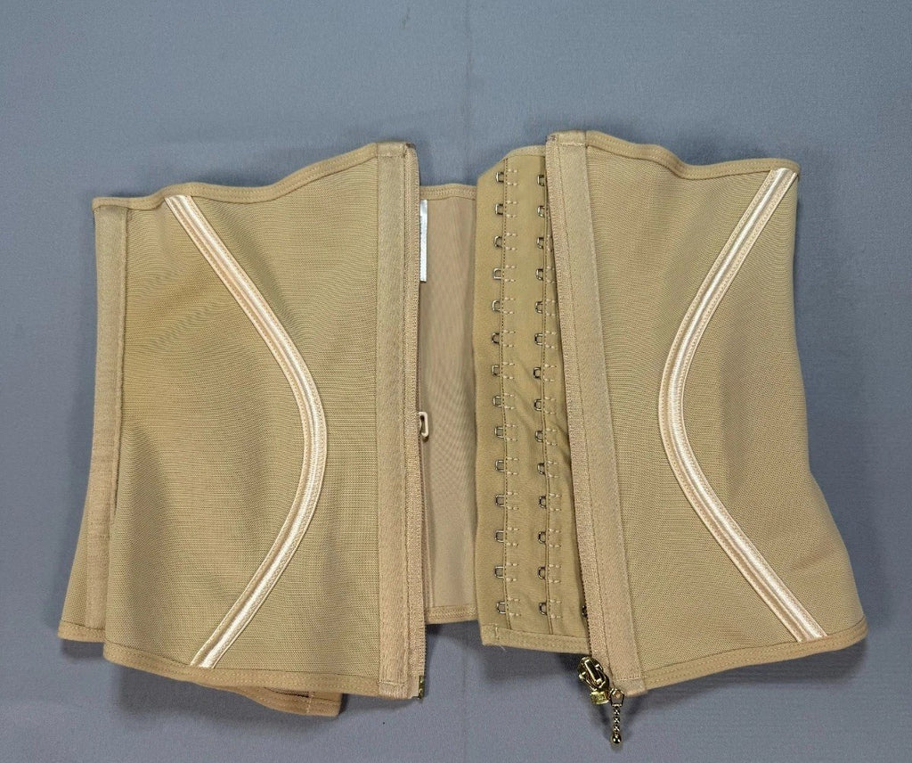 Womens Waist Trainer Corset Medium Beige Zipper Hook Tummy Control Body Shaper