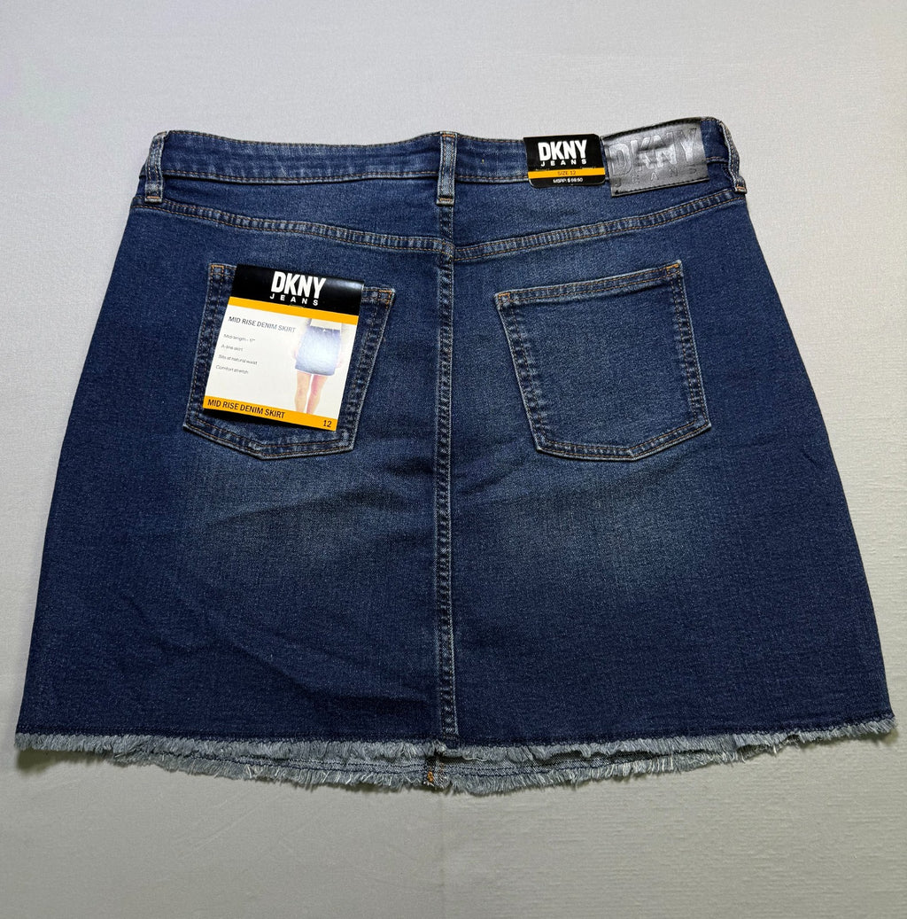 DKNY Jeans Denim A-Line Skirt Women's 12 Blue Mid Rise Laguna Stretch E3GB4845