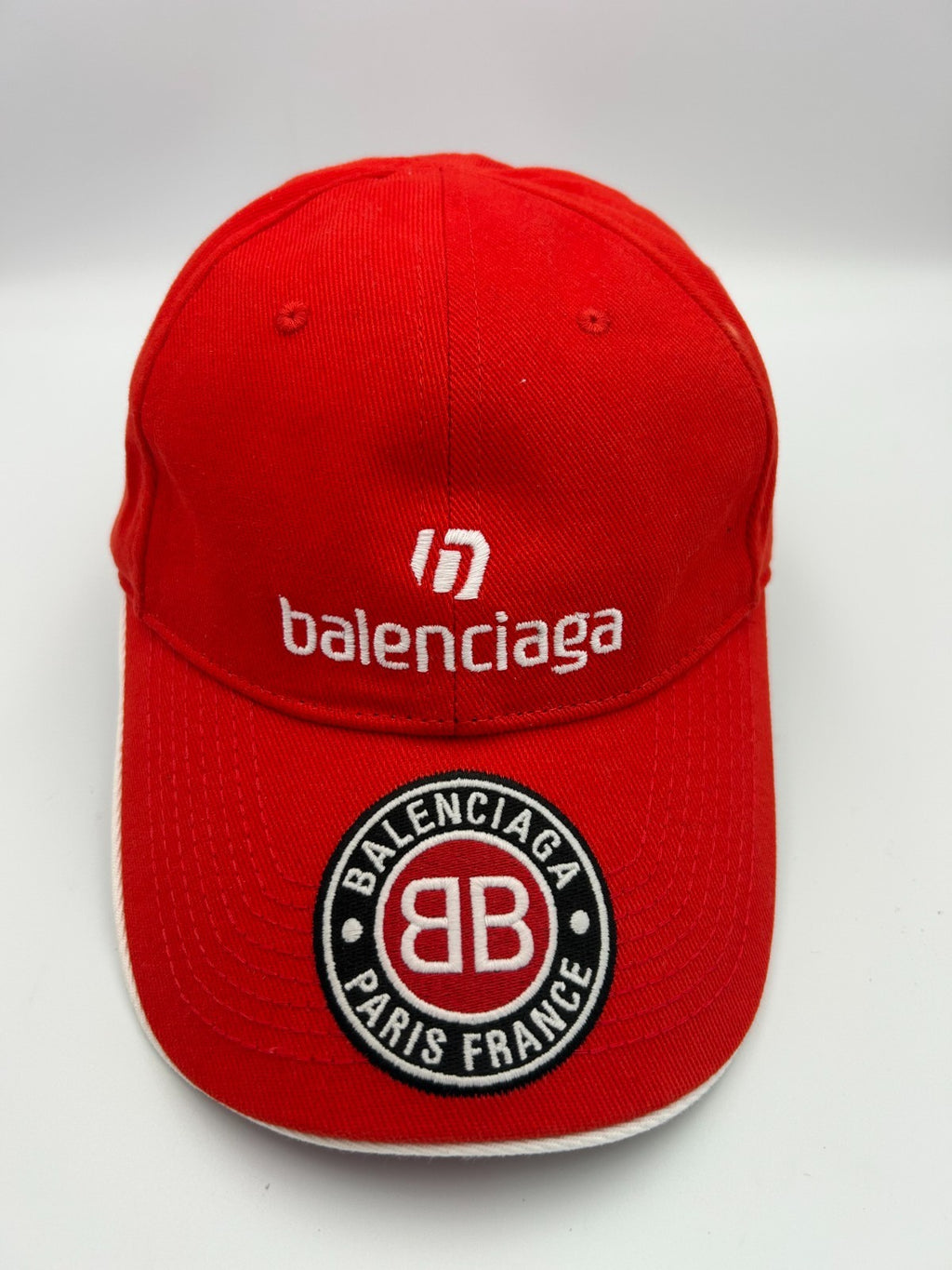NWT Balenciaga Soccer Club Cap Men's One-Size Red Embroidered-Logo Adjustable