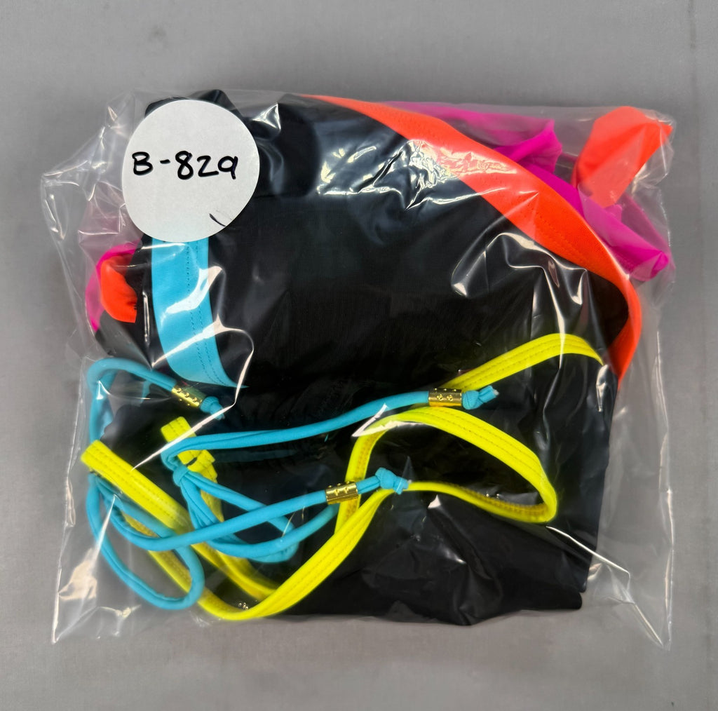 NWT B2prity 2 Piece Bikini Set Women’s Small Black Neon Summer Beach Swimsuit
