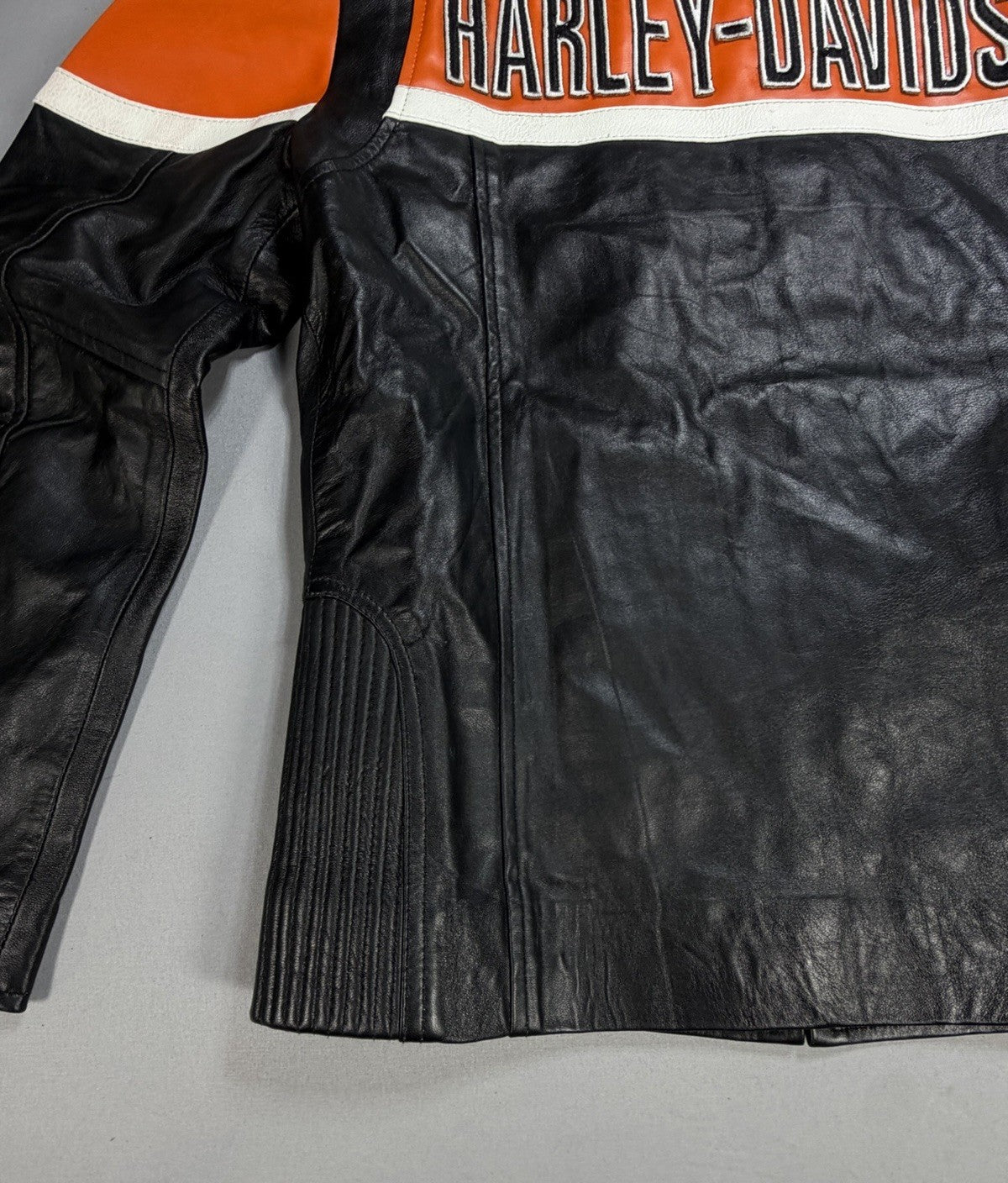 Real Leather Harley Davidson Embroidered Mens 2XS Motorcycle Biker Jacket