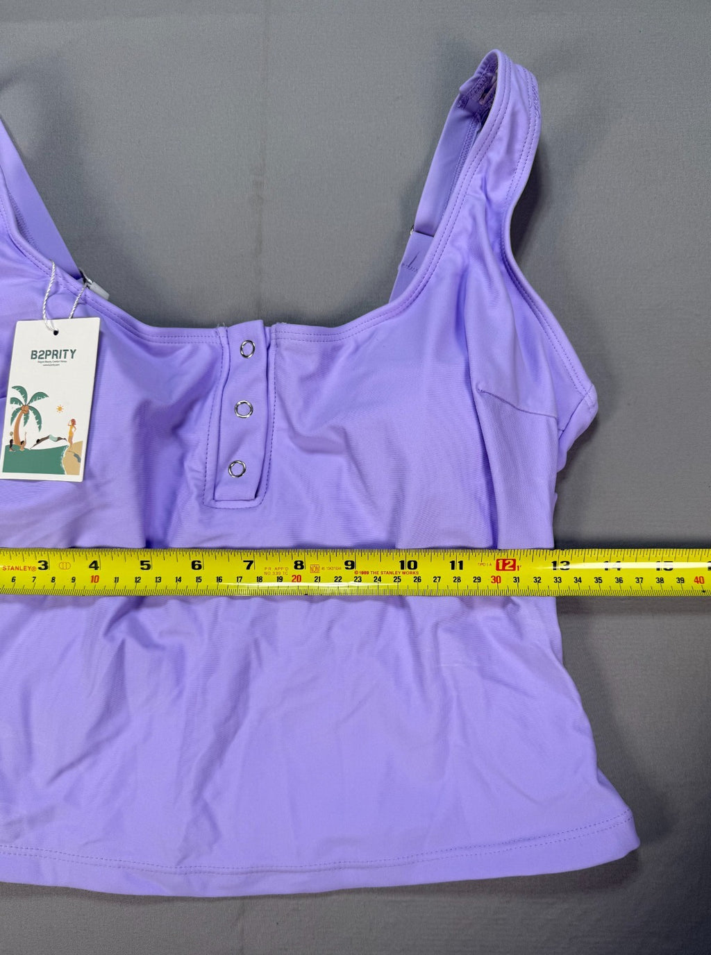 B2Prity Tankini Swimsuit Women's Medium Purple Tropical Floral Summer Beach