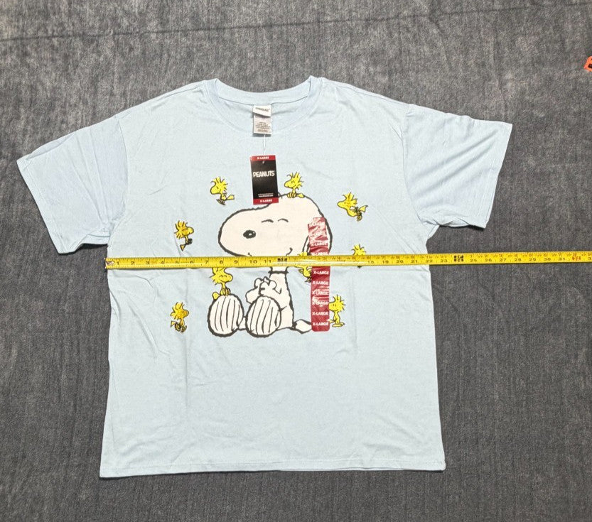 Peanuts Character Soft Short Sleeve Round Neck T-Shirt Women's XL Light Blue
