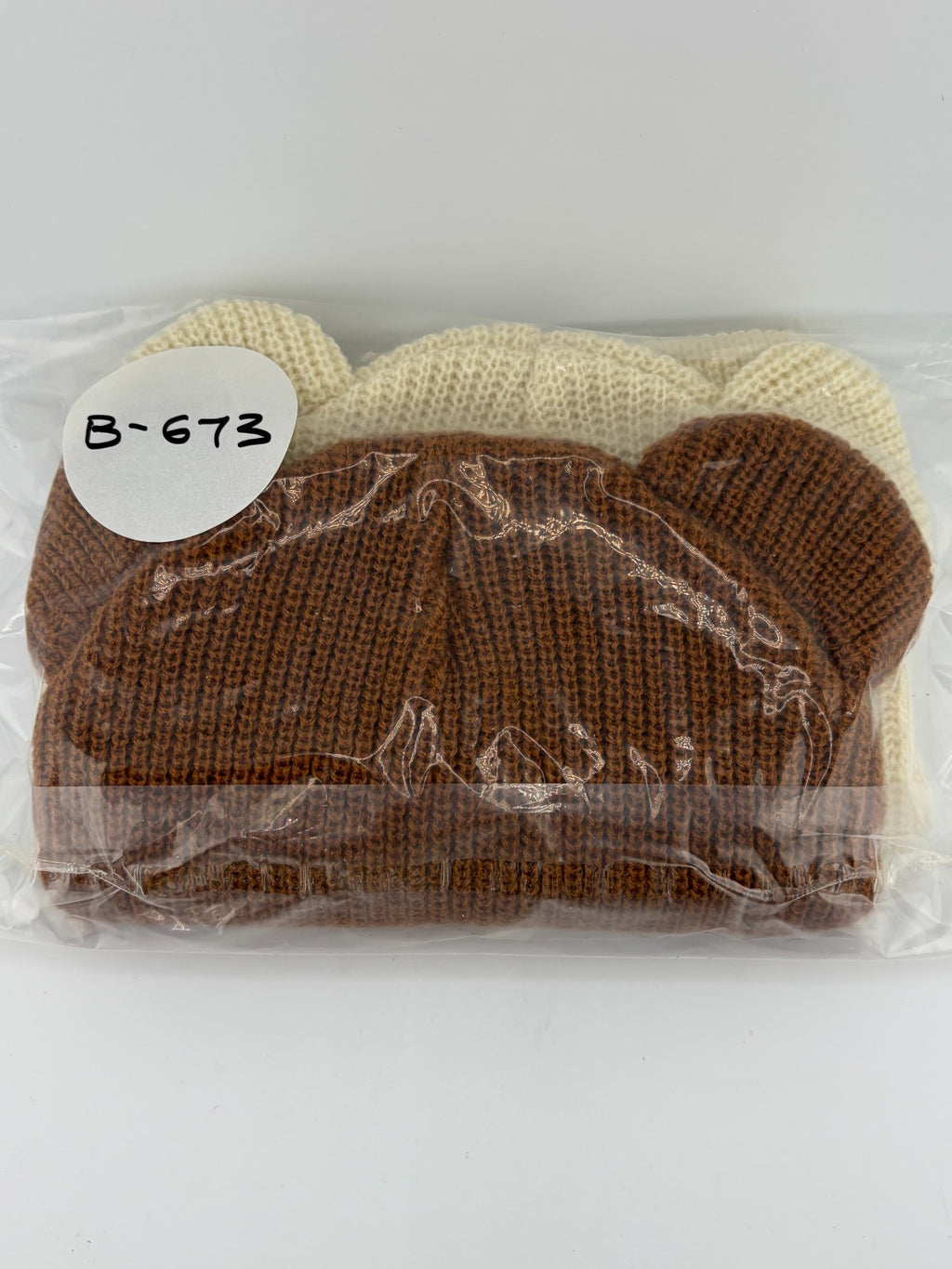 NEW FURTALK Beanie Hat Baby Toddler Cream Brown Bear Ears Knit Winter - Set of 2