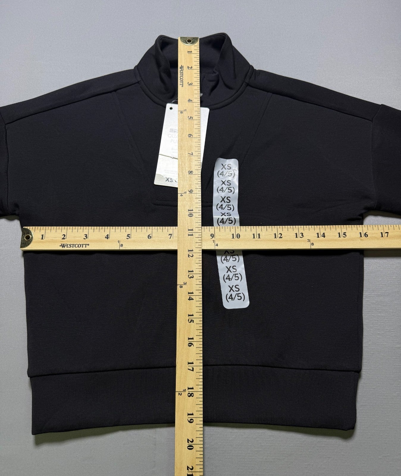 NWT Member's Mark Quarter-Zip Pullover Sweater Girls XS (4/5) Black Long Sleeve