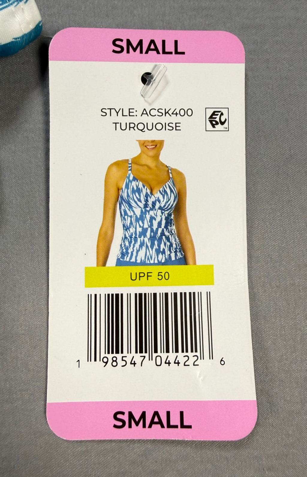 NWT Anne Cole Tankini Swim Top Womens Small Turquoise White UPF 50+ Summer Beach