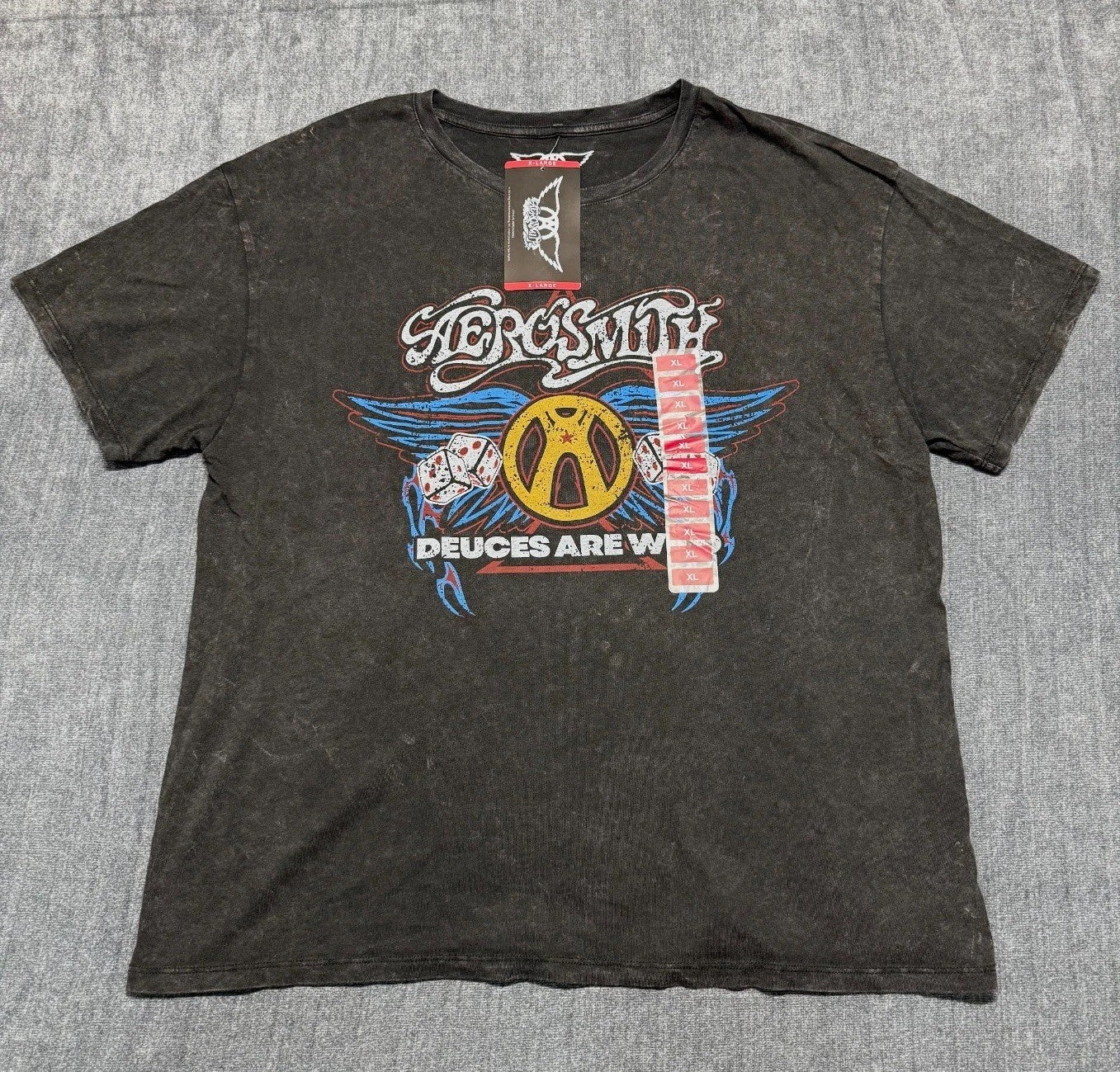 NWT Aerosmith Deuces are Wild Graphic Tee Shirt Women's XL Black 100% Cotton