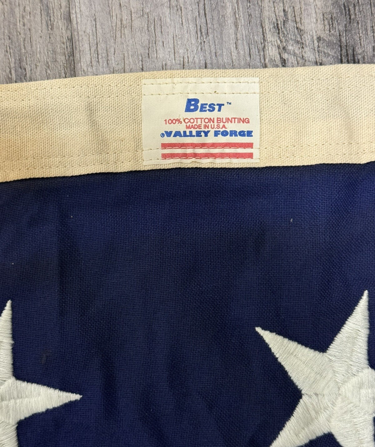 Vintage USA Flag Valley Forge Cotton Bunting Best American 50 Stars  112" x 56”