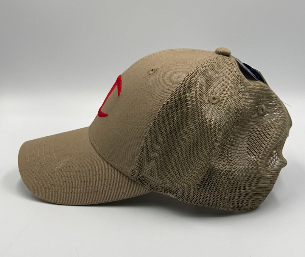 Champion Logo Trucker Hat Men's Khaki Mesh Adjustable Snapback Cap Sports Summer