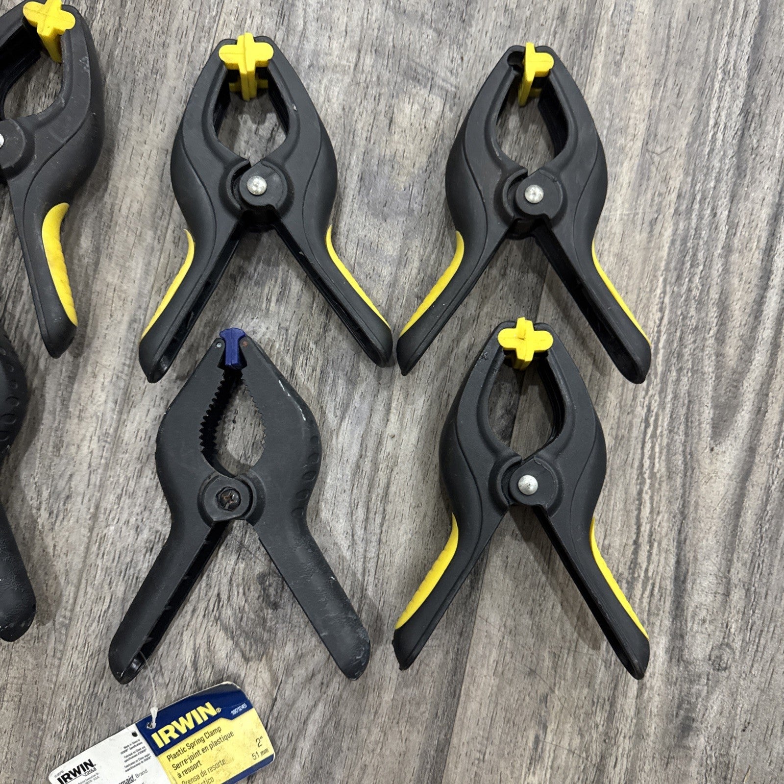 2 Irwin & 4 More Plastic Spring Clamp Clamps Woodworking 6 Pc Lot