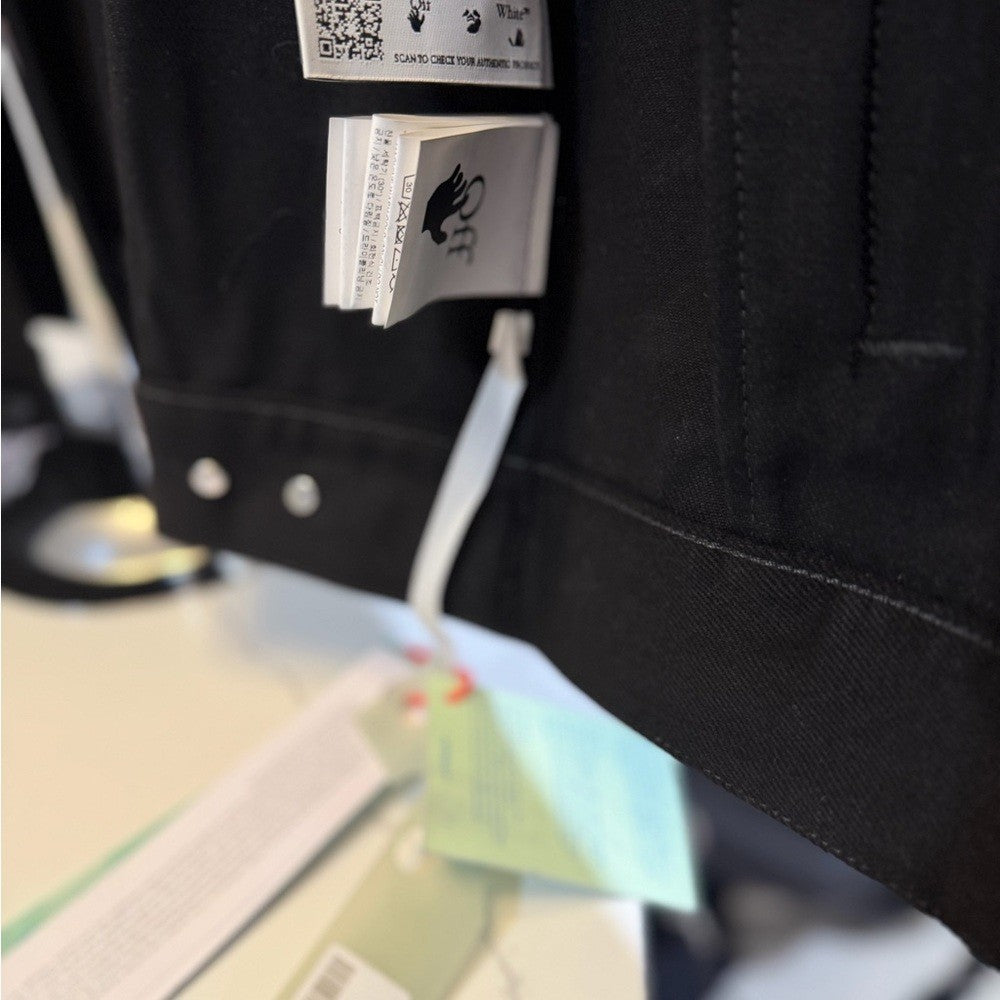 Off-White Black Button-Up Denim Jacket Diag Tag SLIM Size XL