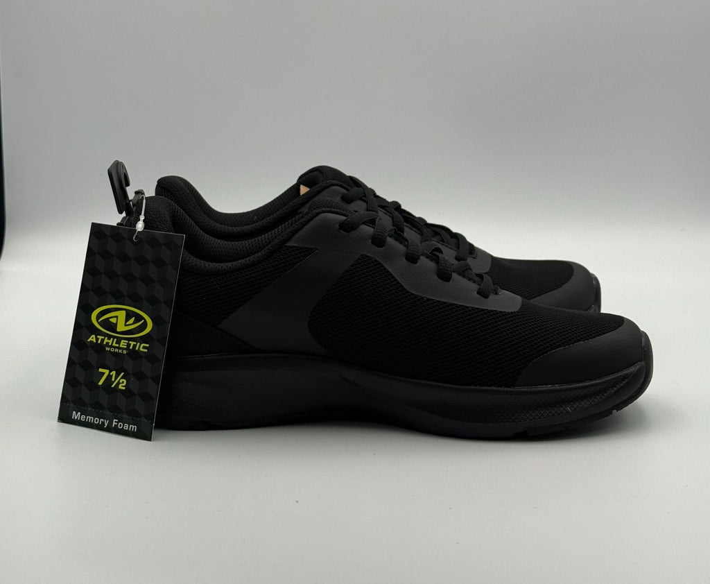 Athletic Works Sneakers Women's 7.5 Black Mesh Lace Up Low Top Running Shoes