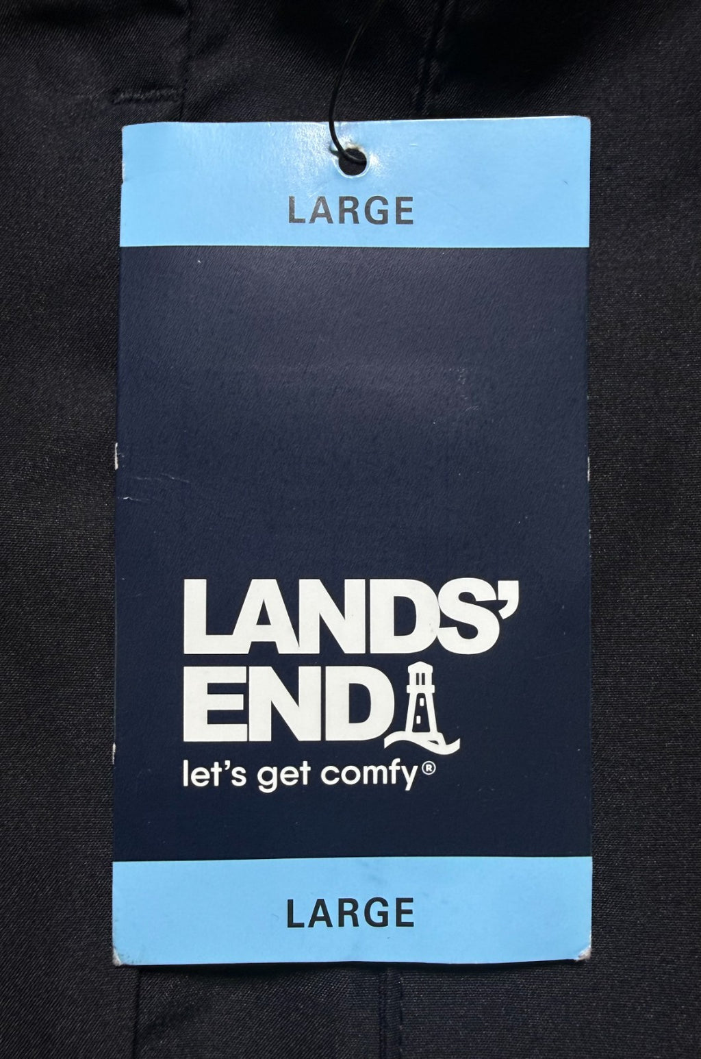 NWT Lands End Waterproof Hooded Rain Jacket Women Large Black Long Sleeve Zipper