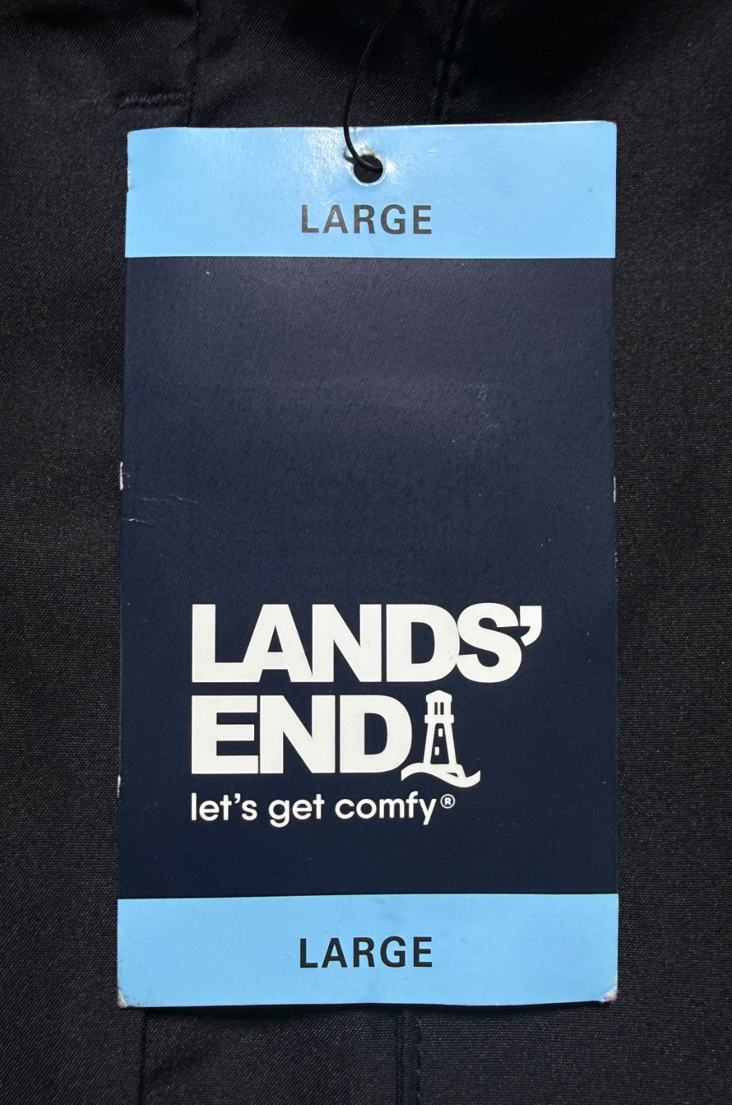 NWT Lands End Waterproof Hooded Rain Jacket Women Large Black Long Sleeve Zipper