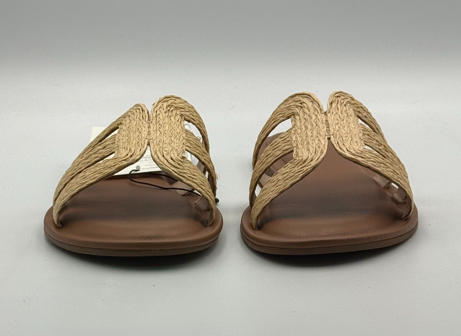NWB The Drop Monika Sandals Women's 8.5 Natural Raffia Slip-On Flat Open Toe