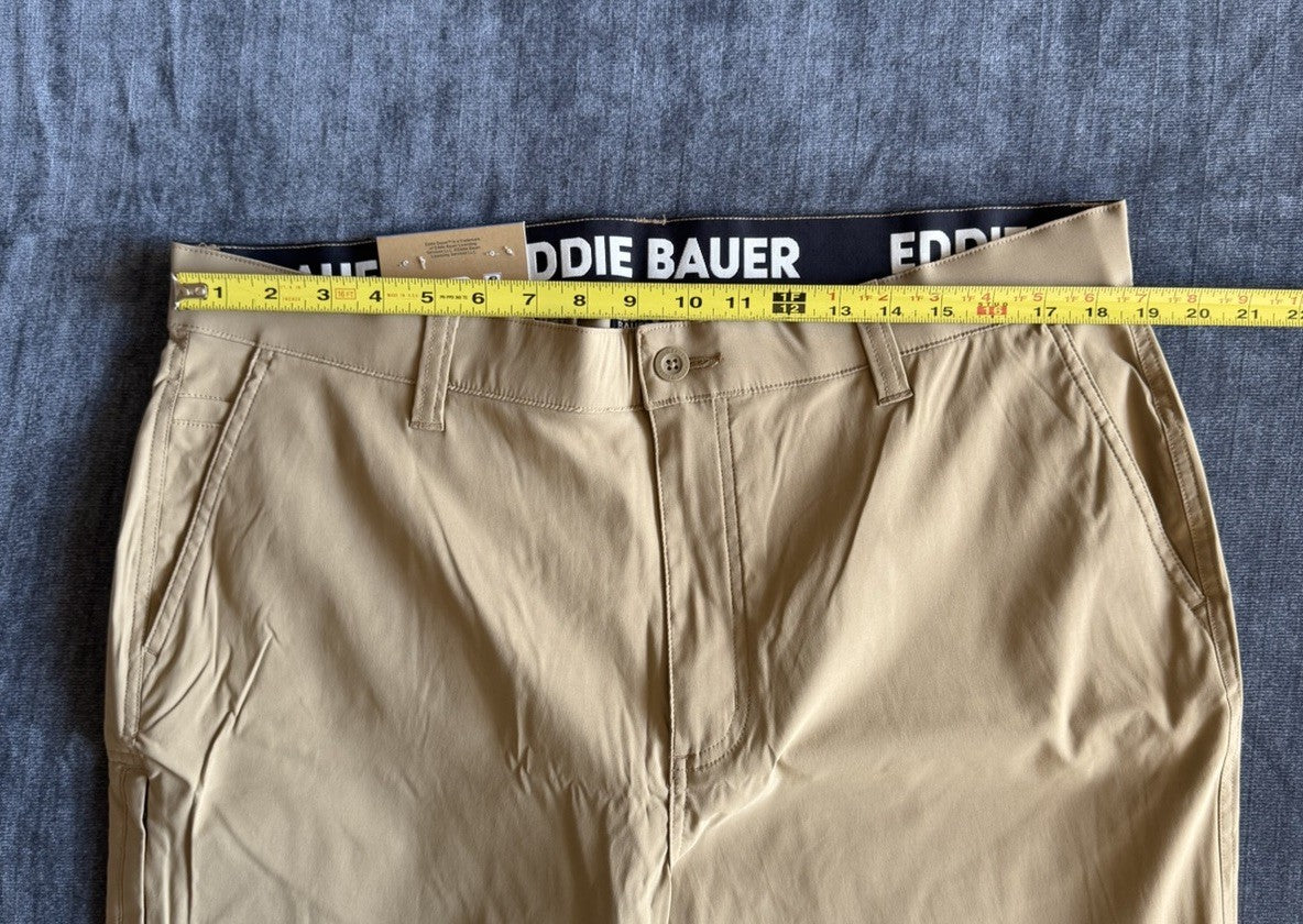 Eddie Bauer Pants Mens 38x32 Khaki Tech Chino Elastic Outdoor Stretch Travel NWT