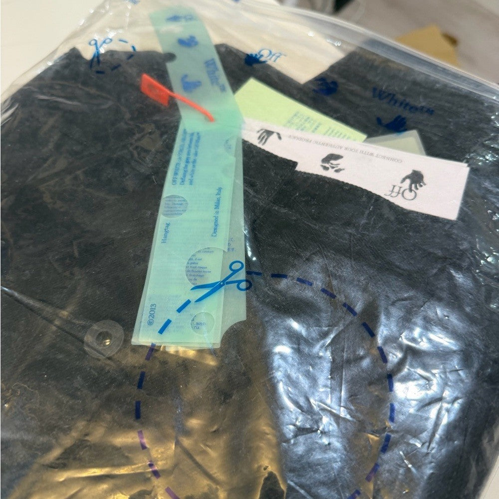 Off-White Black Button-Up Denim Jacket Diag Tag SLIM Size XL