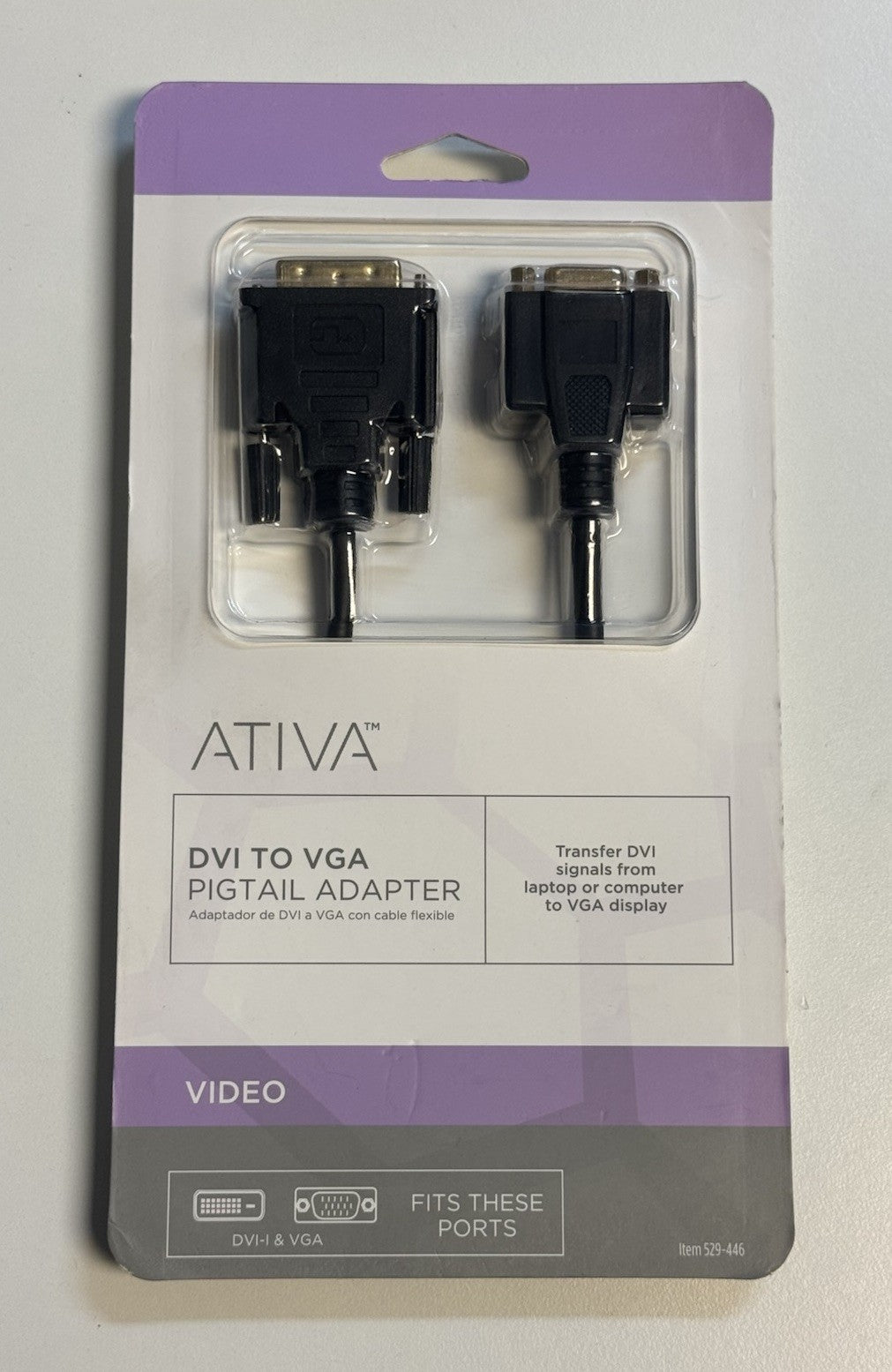 ATIVA 529-446 | DVI To VGA Pigtail Adapter NEW IN BOX SEALED