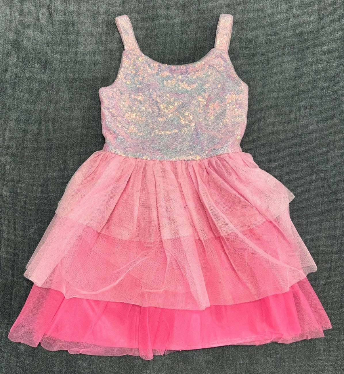 NWOT Zunie Knee Length Lined Layered Dress Pink Sleeveless Girls Size Medium 7/8