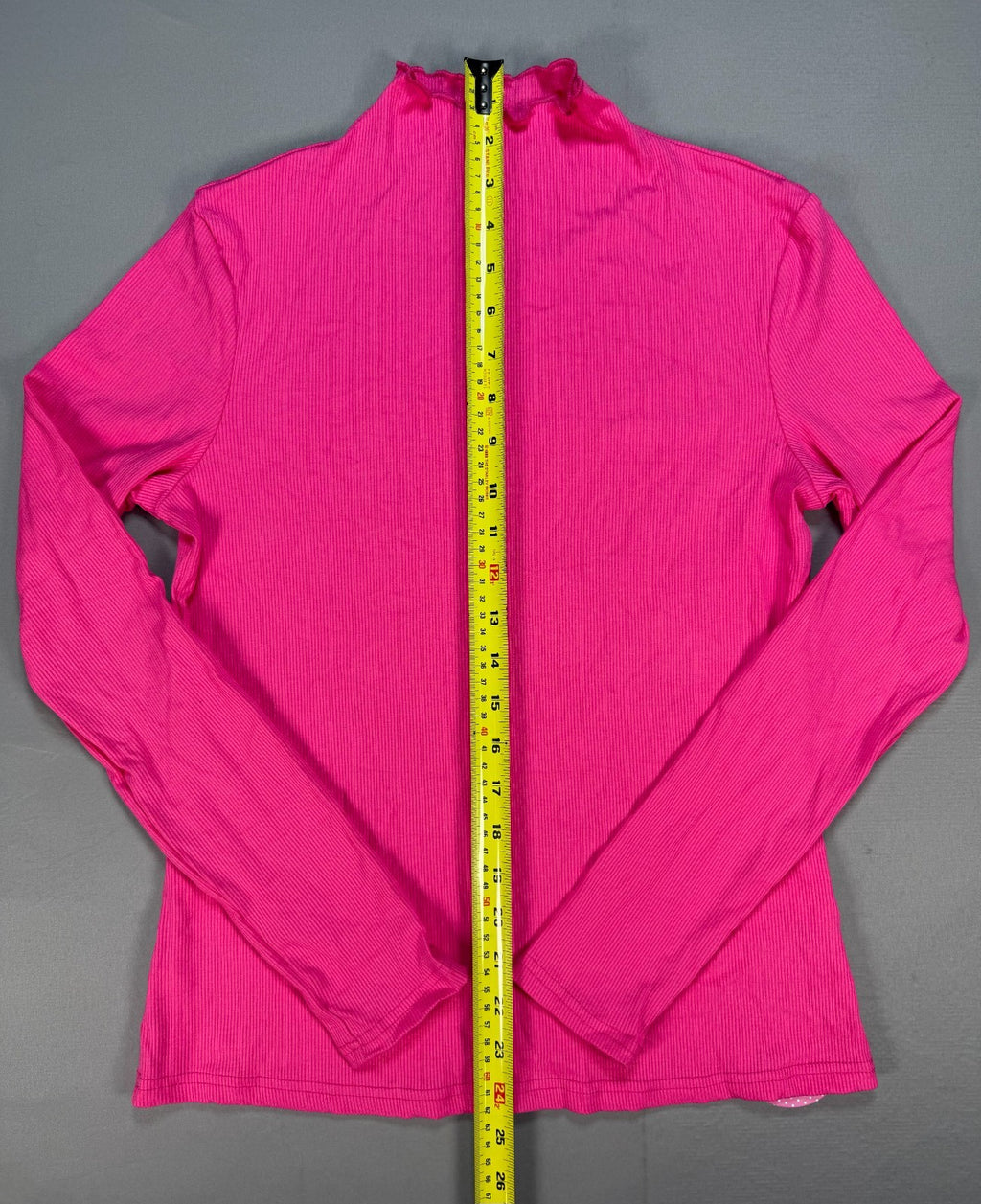 Oakgarden Ribbed Mock Turtleneck T-Shirt. Womens Medium Magenta Pink Long Sleeve