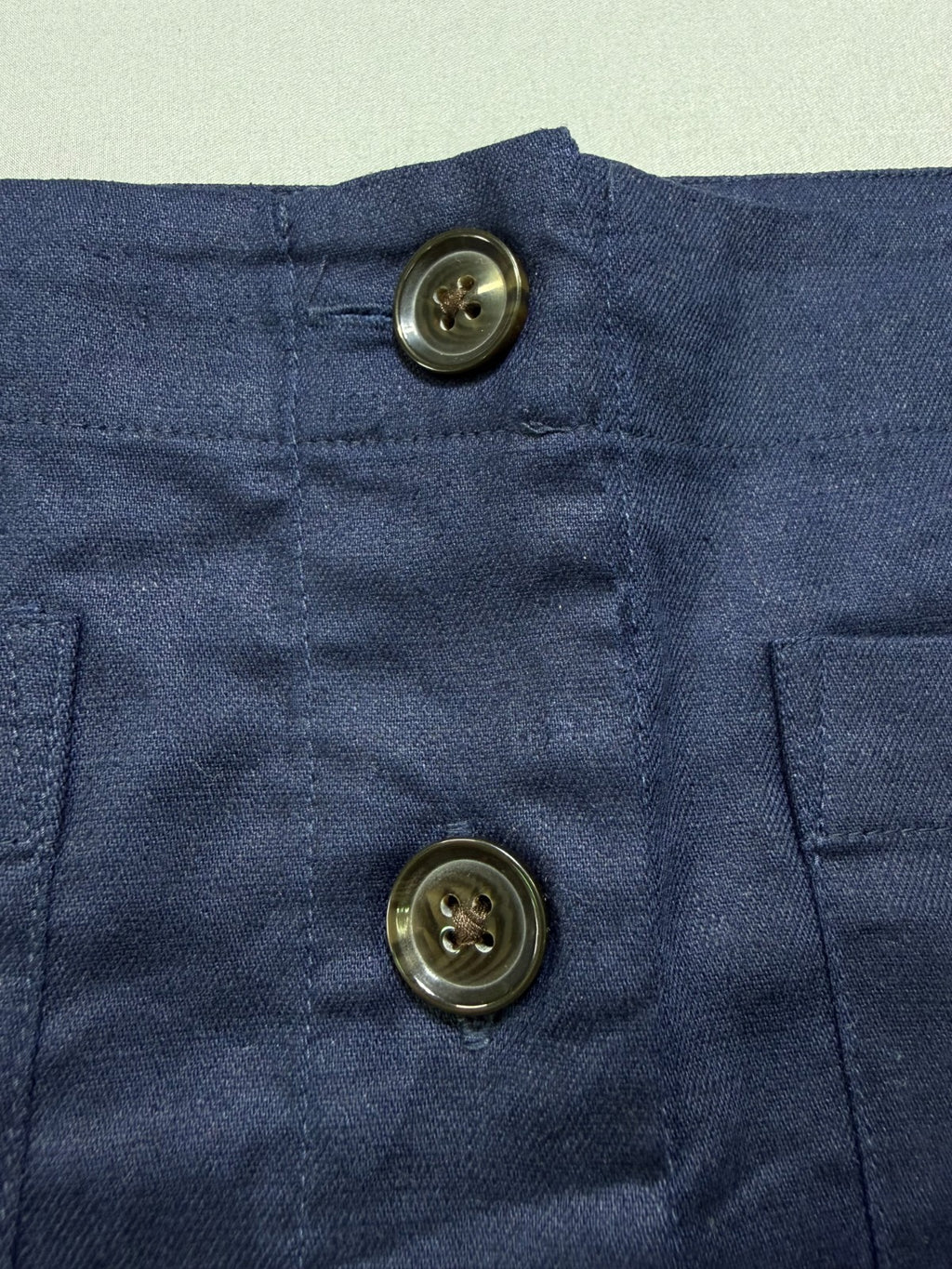 Banana Republic Button-Front Linen Blend A-Line Mini Skirt Women's 16 Navy Blue