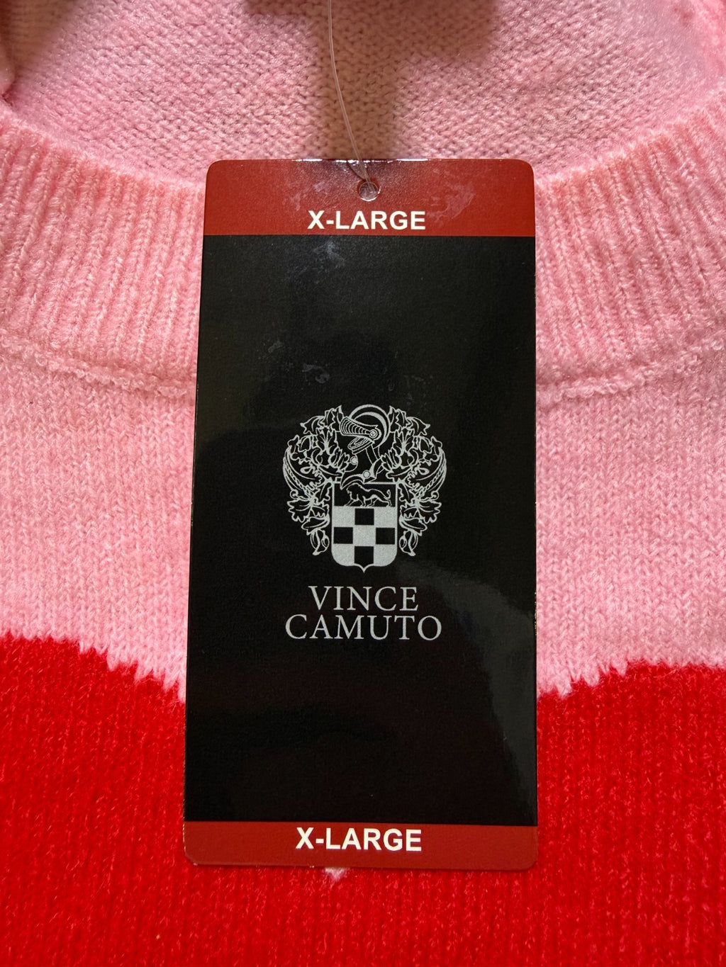 NWT Vince Camuto Soft & Festive Relaxed Fit HEART SWEATER Women's Size XL Pink