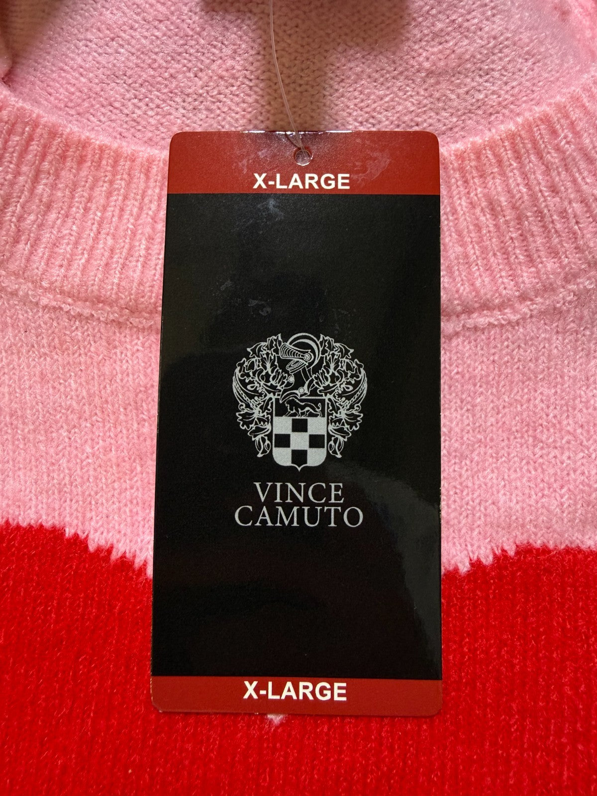 NWT Vince Camuto Soft & Festive Relaxed Fit HEART SWEATER Women's Size XL Pink