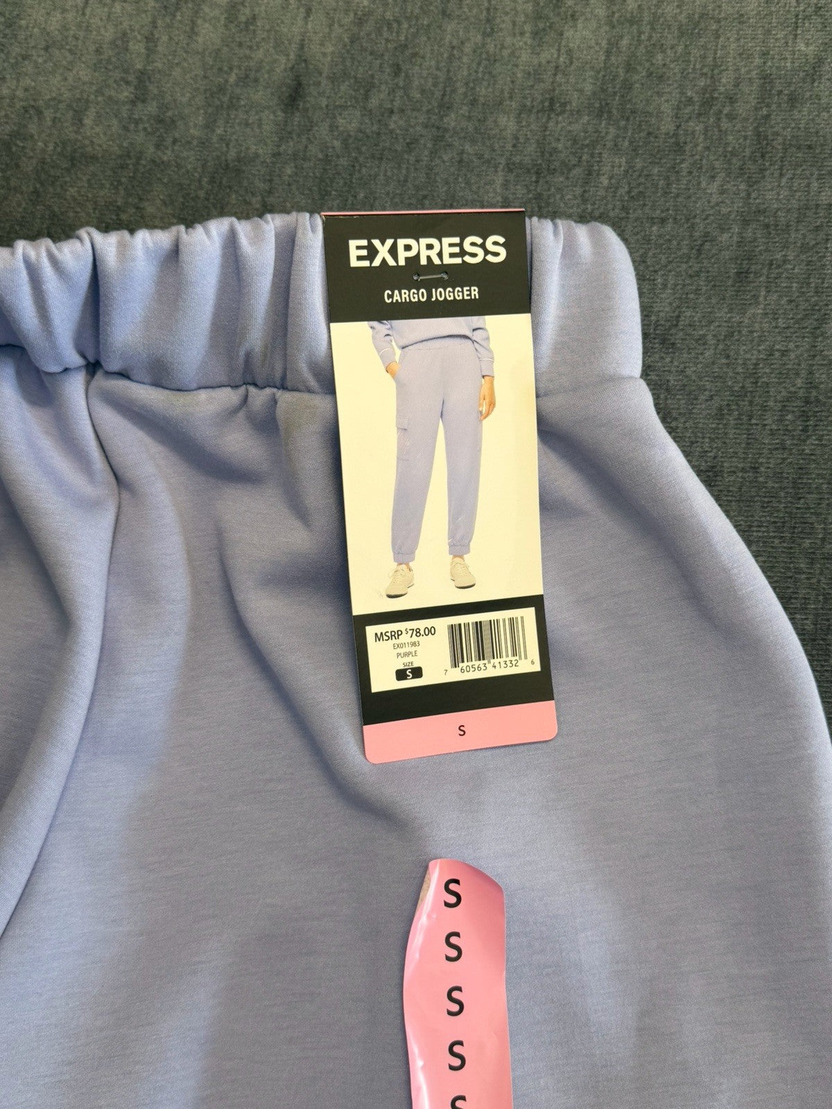 Express Cargo Joggers Women's Small Light Gray Elastic Waist Pull-On Classic