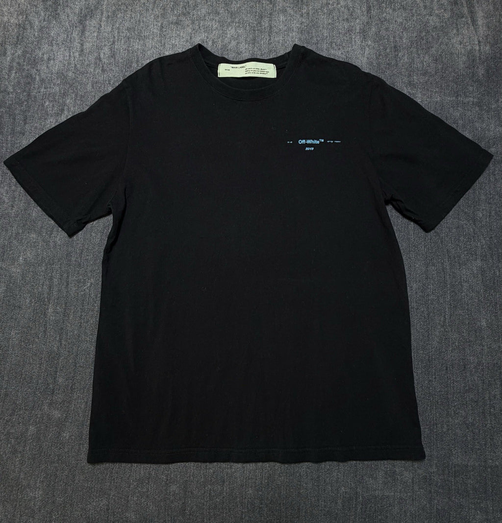 Off-White Men's Black Cotton T-Shirt Relaxed Fit Graphic Back Size Medium NEW