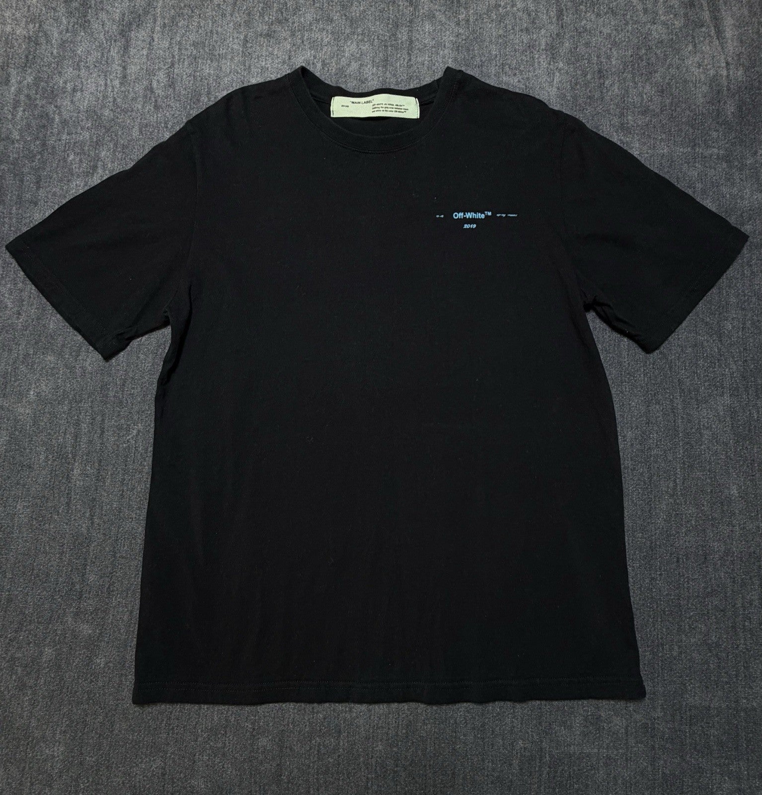 Off-White Men's Black Cotton T-Shirt Relaxed Fit Graphic Back Size Medium NEW