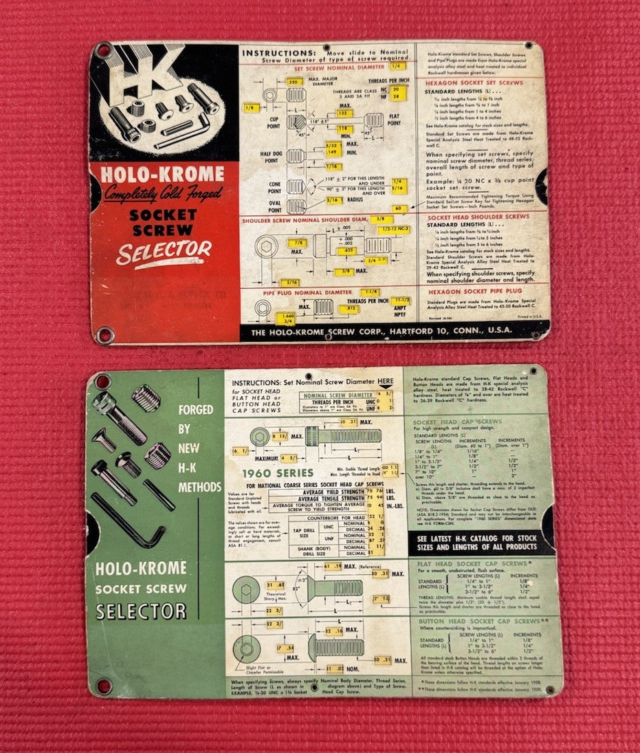 Vintage Holo-Krome Socket Screw Selector manual Lot Of 2 Made In USA -Rare