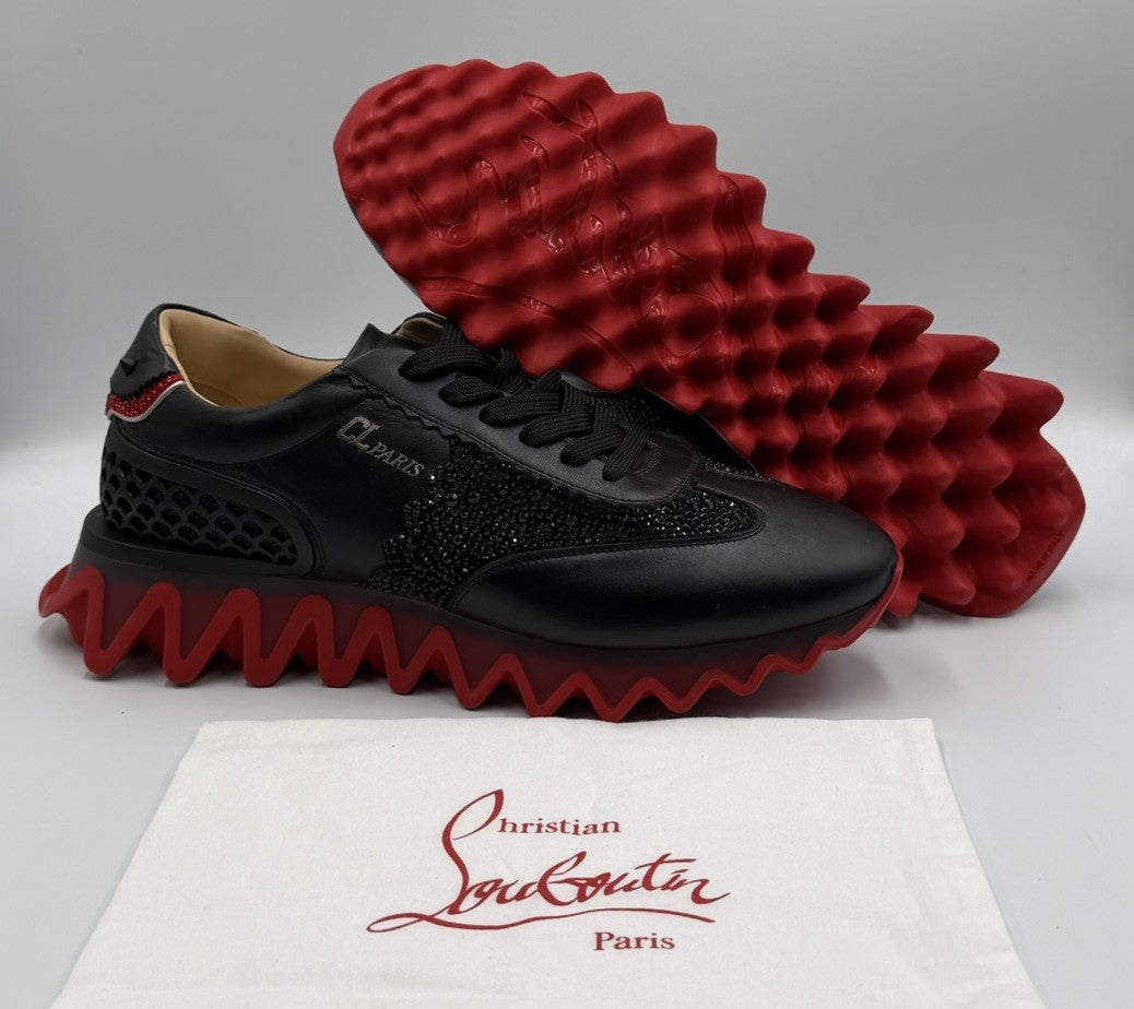 Christian Louboutin Loubishark Sneakers Leather Swarovski Crystal Size 43.5 EU