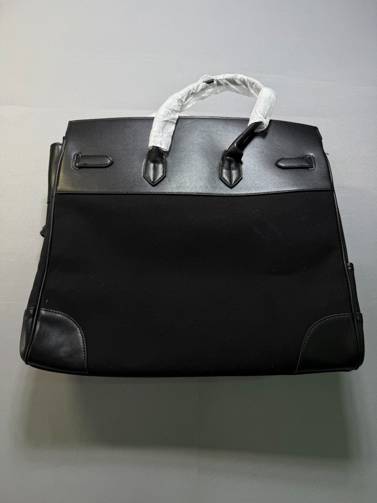 Luxe Weekender Bag / Canvas & Leather Cargo Bag Black Women's NEW
