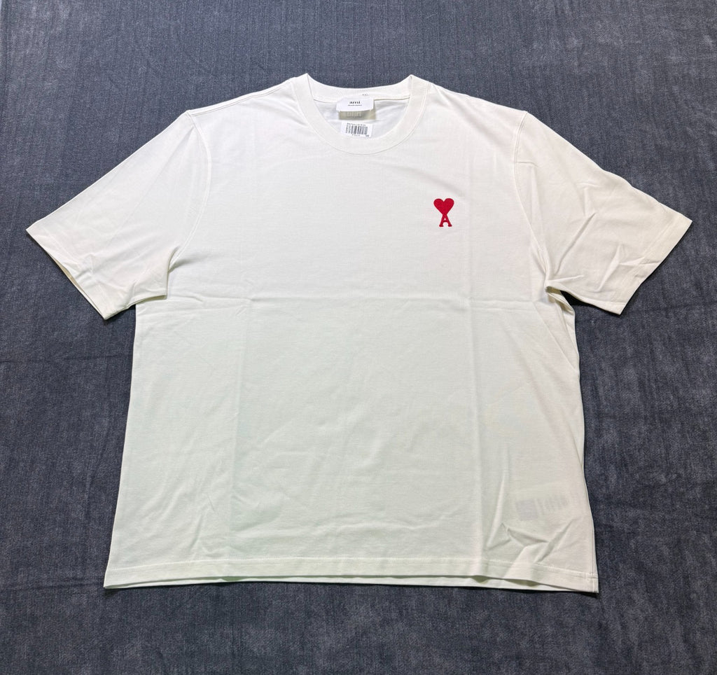 NWT Ami T-Shirt Men's 2XL White Short Sleeve Crew Neck Pullover Lightweight