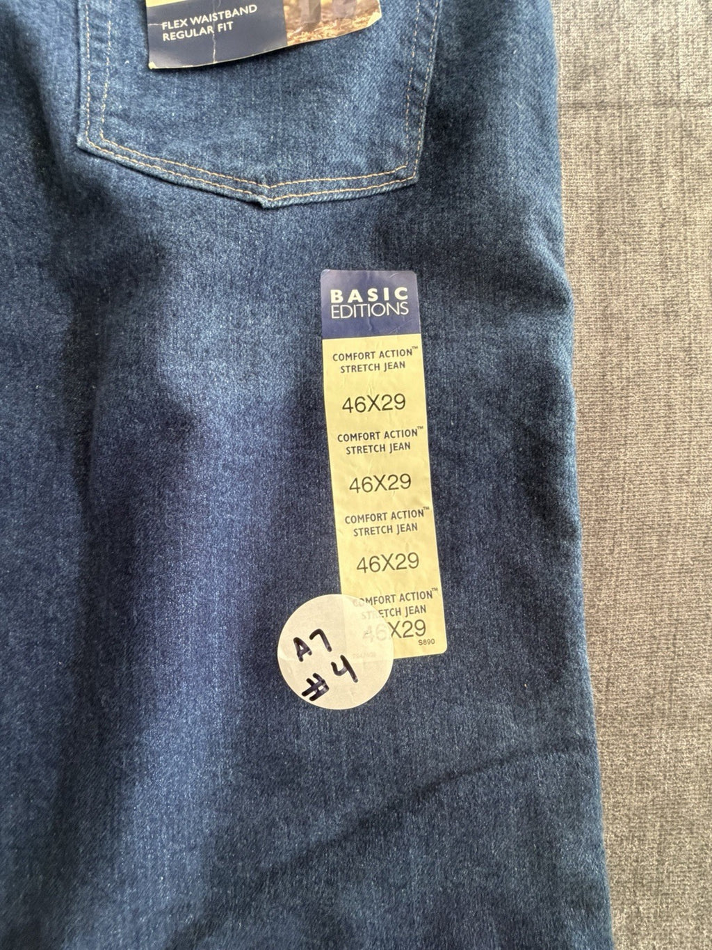 Basic Editions Regular Fit Flex Men’s 46W X 29L Denim Blue Dark Jeans NWT